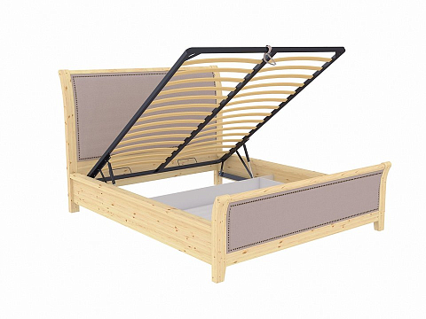 Кровать из массива Dublin с подъемным механизмом - Уютная кровать со встроенным основанием и подъемным механизмом с мягкими элементами.