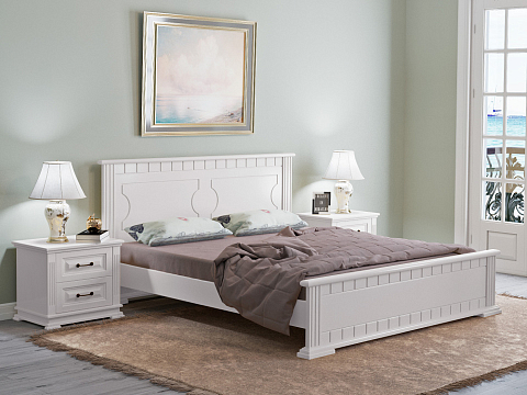 Большая кровать Milena-М - Модель из маcсива. Изголовье украшено декоративной резкой.
