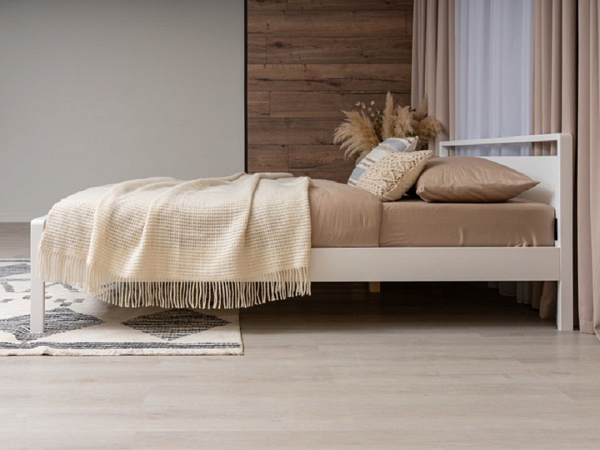 Кровать Alma 160x200 Массив (сосна) Белая эмаль - Кровать из массива в минималистичном исполнении