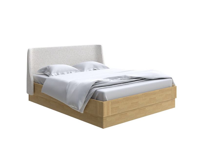 Кровать Lagom Side Wood с подъемным механизмом 180x190 Ткань/Массив (береза) Levis 12 Лен/Масло-воск Natura (береза) - Кровать со встроенным ПМ механизмом. 