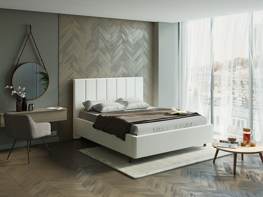 Кровать Oktava 160x200 Ткань: Рогожка Тетра Графит - Кровать в лаконичном дизайне в обивке из мебельной ткани или экокожи.