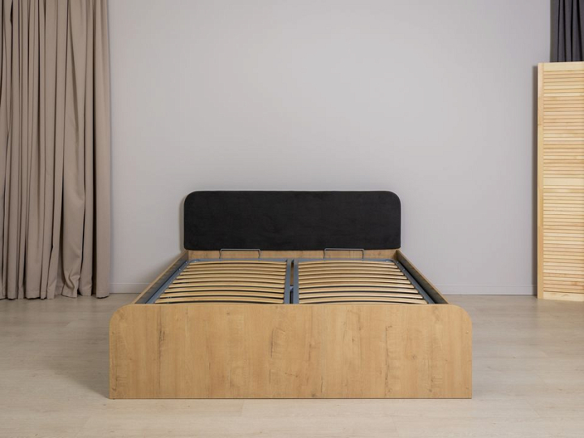 Кровать Way Plus с подъемным механизмом 90x200 ЛДСП Бунратти/Вулканический серый - Кровать в эко-стиле с глубоким бельевым ящиком