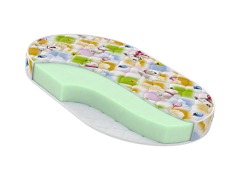 Тонкий матрас Oval Baby Sweet - Двустороний детский матрас для овальной кровати.