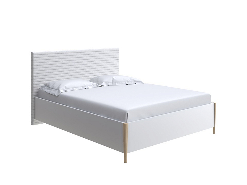 Кровать Rona 160x200  Белый/Тетра Молочный - Классическая кровать с геометрической стежкой изголовья