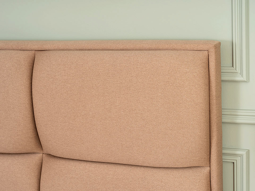 Кровать Malina 90x200 Ткань: Рогожка Тетра Бежевый - Изящная кровать без встроенного основания из массива сосны с мягкими элементами.