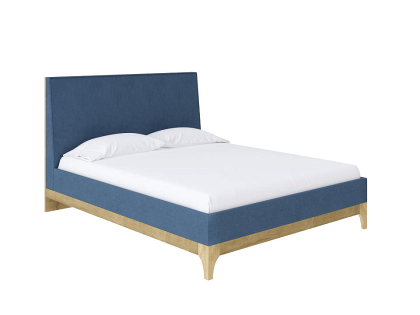 Кровать Odda 160x190 ЛДСП+ткань Бунратти/Тетра Голубой - Мягкая кровать из ЛДСП в скандинавском стиле