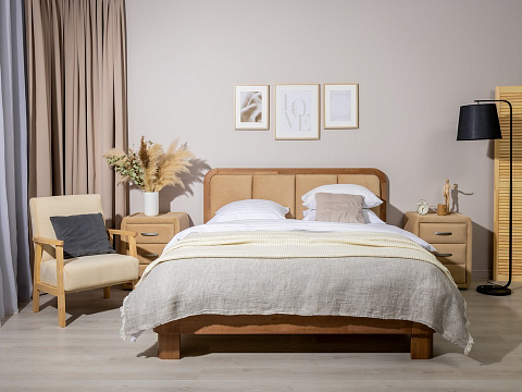 Односпальная кровать Hemwood - Кровать из натурального массива сосны с мягким изголовьем