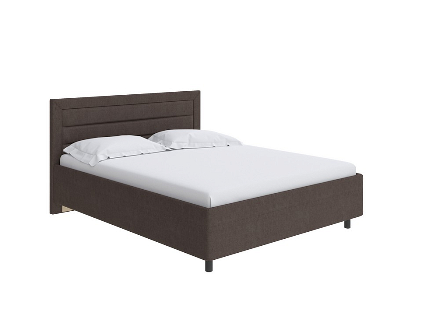 Кровать Next Life 2 80x190 Ткань: Рогожка Тетра Стальной - Cтильная модель в стиле минимализм с горизонтальными строчками