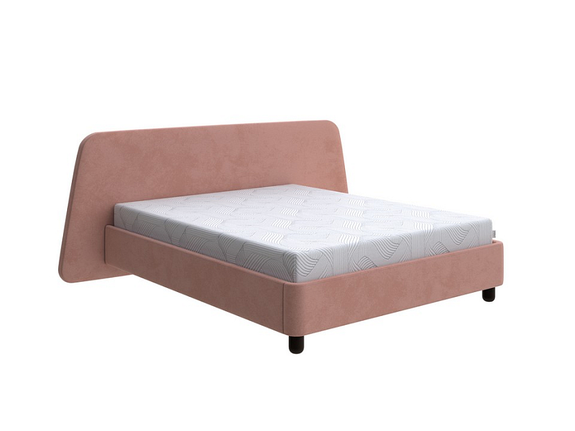 Кровать Sten Berg Right 140x190 Ткань/Массив (береза) Ultra Амаретто/Венге - Мягкая кровать с необычным дизайном изголовья на правую сторону