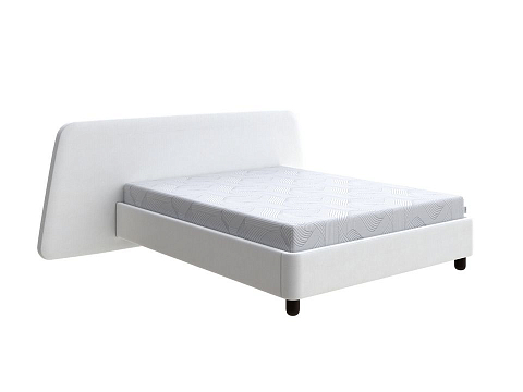 Белая двуспальная кровать Sten Berg Left - Мягкая кровать с необычным дизайном изголовья на левую сторону