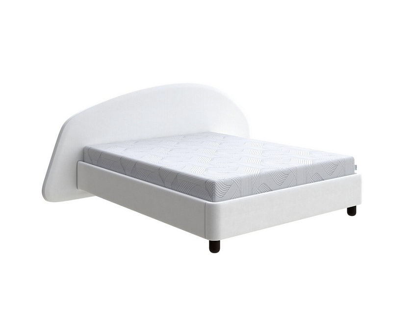 Кровать Sten Bro Right 160x200 Ткань/Массив (береза) Тетра Молочный/Венге - Мягкая кровать с округлым изголовьем на правую сторону
