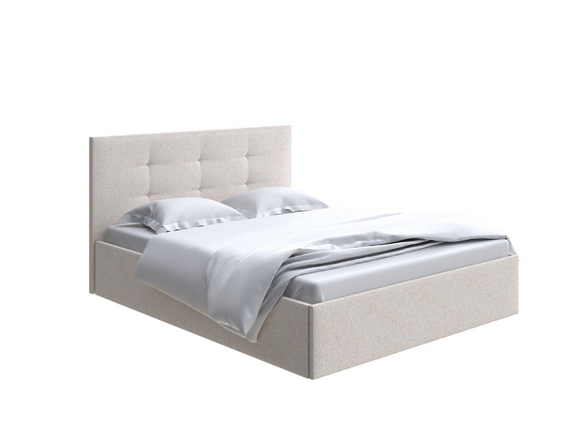 Кровать Forsa 140x200 Ткань: Жаккард Tesla Бежевый - Универсальная кровать с мягким изголовьем, выполненным из рогожки.