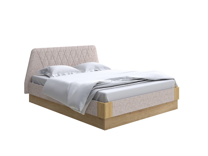 Кровать Lagom Hill Soft с подъемным механизмом 140x200 Ткань/Массив (береза) Beatto Пастила/Масло-воск Natura - Кровать со встроенным основанием. 