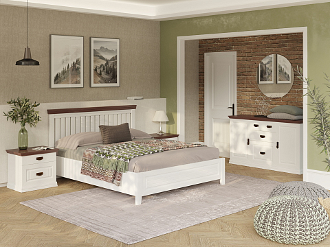 Белая кровать Olivia - Кровать из массива с контрастной декоративной планкой.