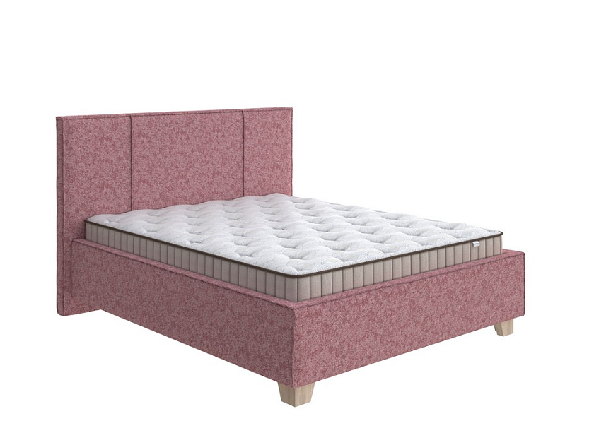 Кровать Hygge Line 90x200 Ткань: Рогожка Levis 62 Розовый - Мягкая кровать с ножками из массива березы и объемным изголовьем