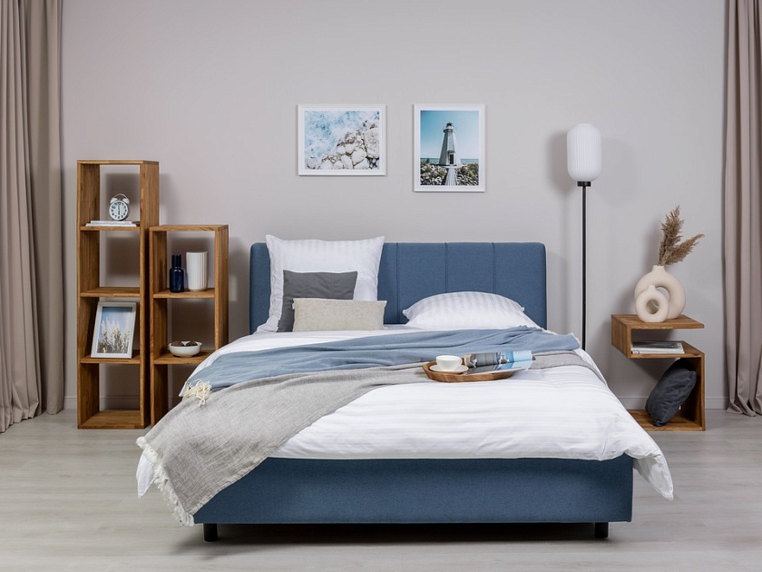Кровать Nuvola-7 NEW 140x190 Ткань: Велюр Casa Жемчужно-розовый - Современная кровать в стиле минимализм