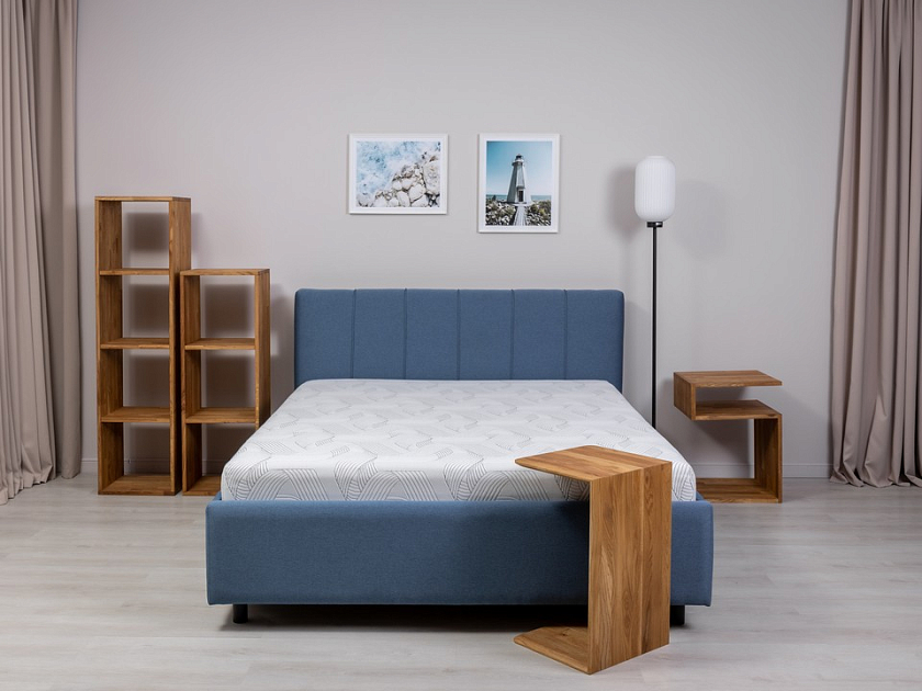 Кровать Nuvola-7 NEW 200x200 Ткань: Рогожка Тетра Голубой - Современная кровать в стиле минимализм
